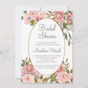 Watercolor Pink Floral Bridal Shower Invitation