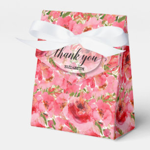 Watercolor Pink Floral Bridal Shower Tent Favour Box