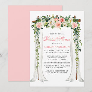 Watercolor Pink Floral Canopy Bridal Shower Invitation