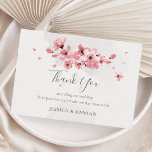 Watercolor Pink Floral Cherry Blossom Wedding Thank You Card<br><div class="desc">A modern elegant floral wedding thank you card featuring blush pink watercolor cherry blossoms and modern calligraphy on a handmade paper texture. For a more rustic and artistic look,  choose "Felt White" paper type in the right pane.</div>