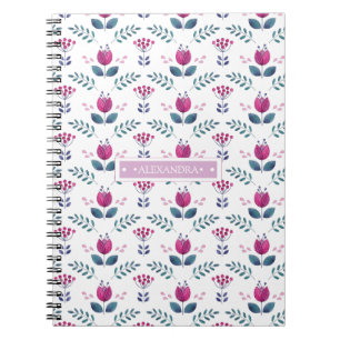 Watercolor Pink Floral design Notebook
