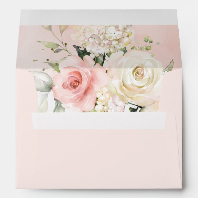 Watercolor Pink Floral Elegant Envelope (Back (Bottom))