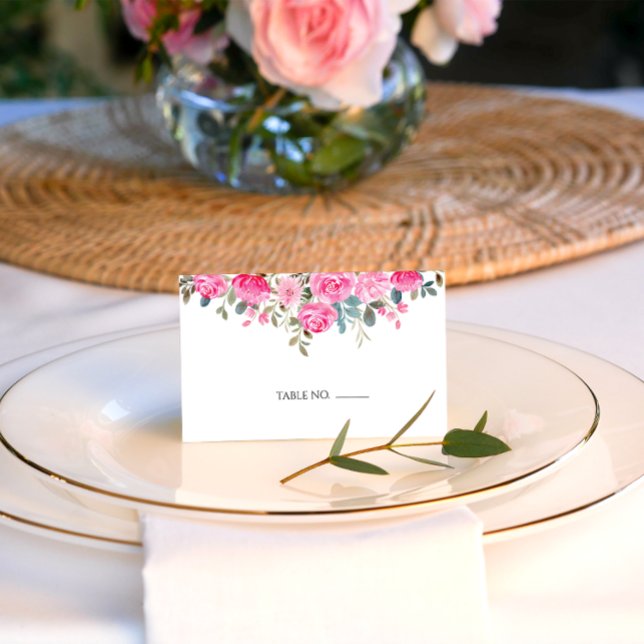 Watercolor Pink Floral Elegant Table Number Card  (Creator Uploaded)