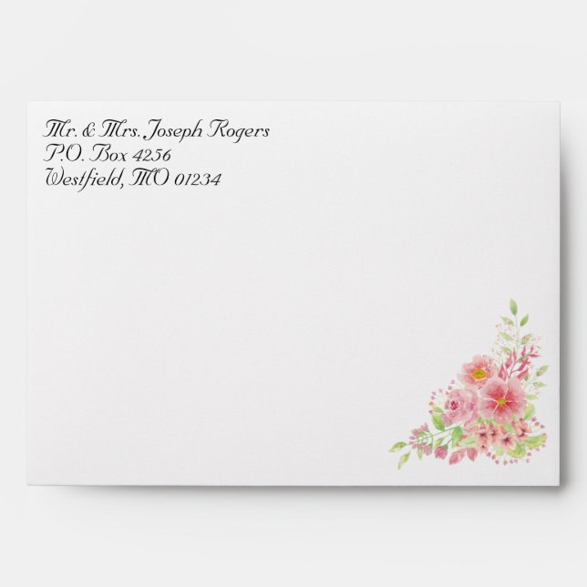 Watercolor Pink Floral Envelopes (Front)