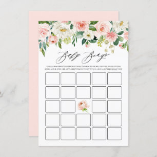 Watercolor Pink Floral Garland Baby Shower Bingo Enclosure Card