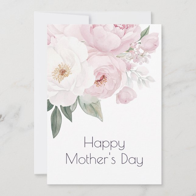 watercolor pink floral happy mother's day card (Front)