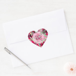 Watercolor Pink Floral Heart Sticker