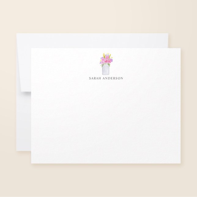 Watercolor Pink Floral Mason Jar Personalised Card (Creator Uploaded)