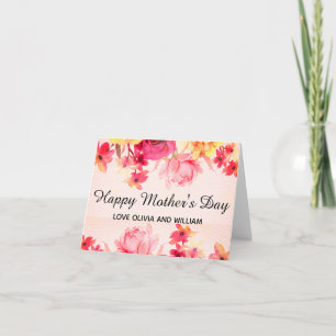 Watercolor Pink Floral Mother's Day  Card