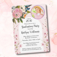 Watercolor Pink Floral Photo Arch Graduation Party