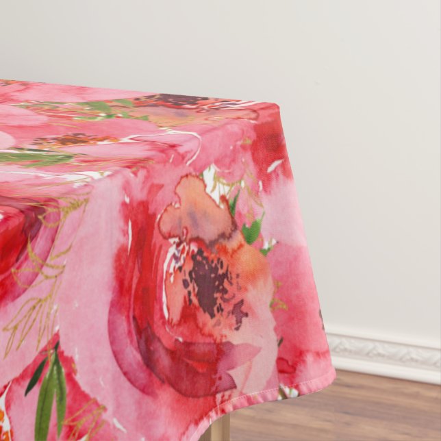 Watercolor Pink Floral  Tablecloth (In Situ)