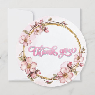 Watercolor Pink Floral Thank You