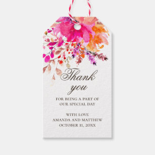 Watercolor pink floral thank you. Elegant wedding Gift Tags