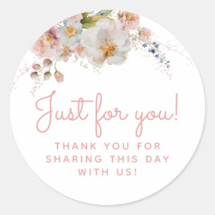 Watercolor Pink Floral Thank You Favour Classic Round Sticker