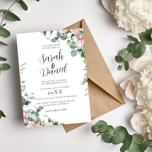 Watercolor Pink Floral Wedding Invitation