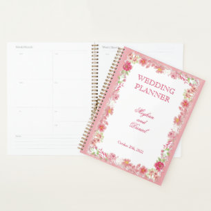  Watercolor Pink Floral Wedding Planner