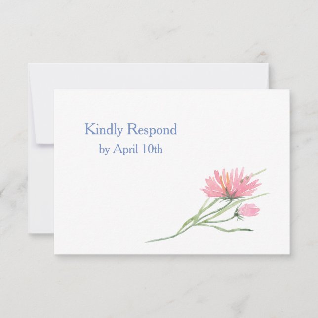 Watercolor Pink Floral Wedding RSVP Card (Front)