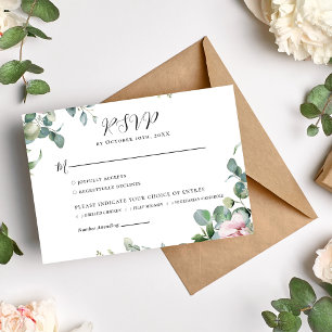 Watercolor Pink Floral Wedding RSVP Card