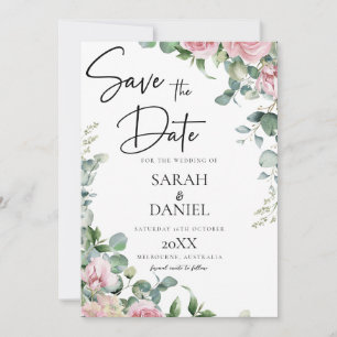 Watercolor Pink Floral Wedding Save The Date