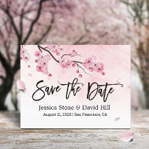 Watercolor Pink Floral Wedding Save the Date
