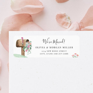 Watercolor Pink Floral We've Moved Return Address