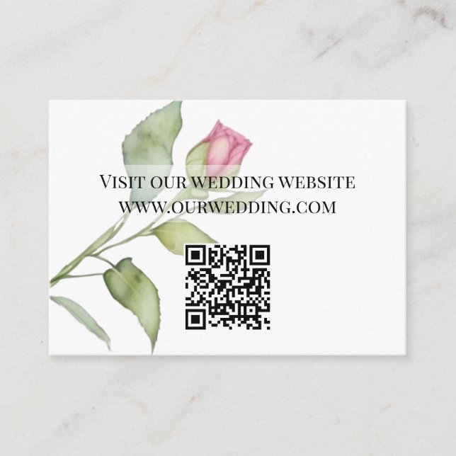 Watercolor pink florals peonies roses wedding enclosure card (Front)