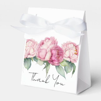 Watercolor pink florals pink peonies pink roses favour box
