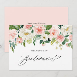 Watercolor Pink Florals Will You Be My Bridesmaid Invitation