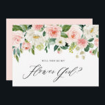 Watercolor Pink Florals Will You Be My Flower Girl Invitation<br><div class="desc">Watercolor Pink Peach Florals Will You Be My Flower Girl Card. Ask family and friends to be part of your wedding with this customisable "will you be my Flower Girl" card featuring watercolour peach and white flowers and greenery garland. Matching floral wedding cards are available.</div>