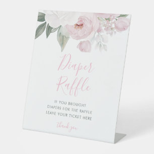 Watercolor pink flower Baby Shower Momosa Bar Sign
