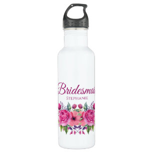 Watercolor Pink Flower Bouquet-Bridesmaid gift 710 Ml Water Bottle