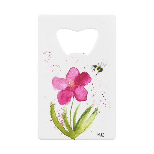 Watercolor pink flower bumblebee (Front)