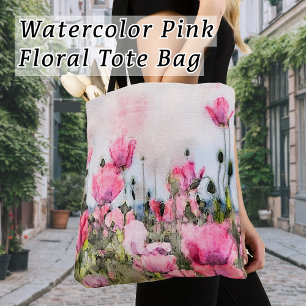 Watercolor Pink Flower Modern Cosmopolitan Tote Bag