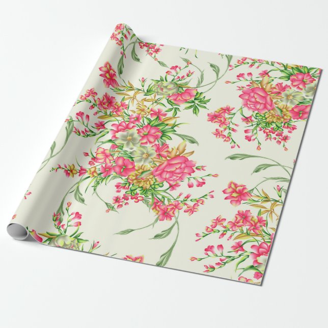 watercolor pink flower patternabstract, art, backg wrapping paper (Unrolled)