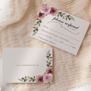 Watercolor Pink Flower Wedding Event RSVP card