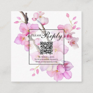 Watercolor pink flowering blossoms enclosure card