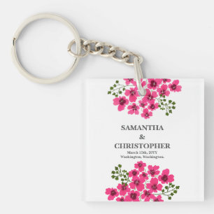 Watercolor Pink Flowers-53431 Key Ring