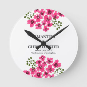 Watercolor Pink Flowers-53431 Round Clock