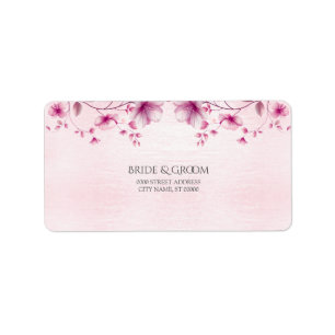 Watercolor Pink Flowers Address Label