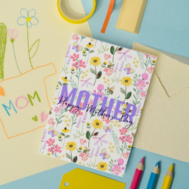 Watercolor Pink Flowers Butterflies Garden Thank You Card (Creator Uploaded)