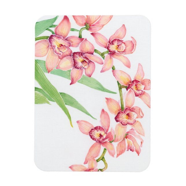 Watercolor Pink Flowers Magnet (Vertical)
