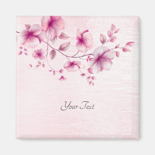 Watercolor Pink Flowers Magnet
