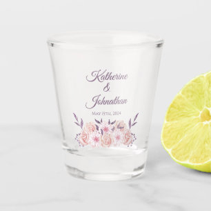 Watercolor Pink Flowers-Money/shot Dance- Shot Glass