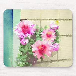 Watercolor Pink Flowers Mouse Mat