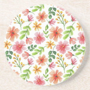 Watercolor Pink Flowers Pattern-69677 Coaster