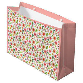 Watercolor Pink Flowers Pattern-69677 Large Gift Bag