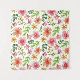 Watercolor Pink Flowers Pattern-69677 Tapestry