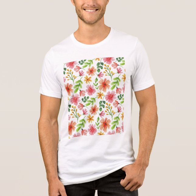 Watercolor Pink Flowers Pattern-69677 Tri-Blend Shirt (Front)