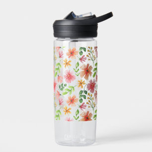 Watercolor Pink Flowers Pattern-69677 Water Bottle