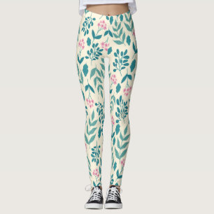 watercolor pink flowers pattern cool women gift leggings